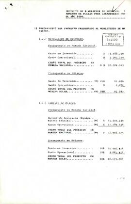 Proyecto de Nivelación de Recursos y Aumento de plazas para Carabineros por el año 1990