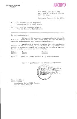 [Oficio Ord. N° 485 de Jefe de Gabinete Presidencial, remite copia de carta que se indica]