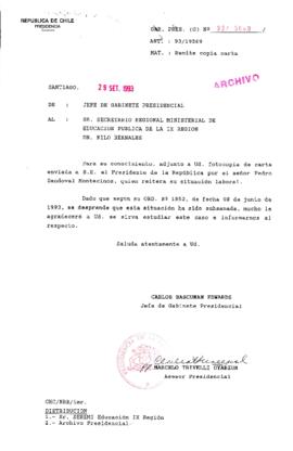 [Oficio Gab. Pres. Ord. N° 5049 de Jefe de Gabinete Presidencial, remite copia de carta que se indica]