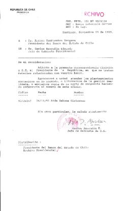 [Oficio Gab. Pres. Ord. N° 6138 de Jefe de Gabinete Presidencial, remite copia de carta que se indica]
