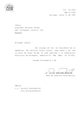 [Se remite carta a Gobernación Provincial de Cachapoal]