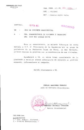 [Oficio  Gab. Pres. Ord. N° 0684  de Jefe de Gabinete Presidencial, remite copia de carta que se indica]