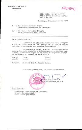 [Oficio del Jefe de Gabinete Presidencial dirigido al Gobernador Provincial de Cachapoal]