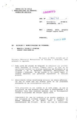 Informa sobre Proyecto Parque Laguna Carén