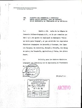 [Director de Ceremonial y Protocolo, remite carta y solicita audiencia para Ministros uruguayos]