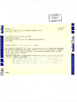 Telex. Saludos y deseando éxito al presidente electo Patricio Aylwin Azócar