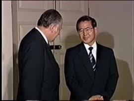 Presidente Aylwin recibe al Presidente de Perú Alberto Fujimori en la Moneda: video