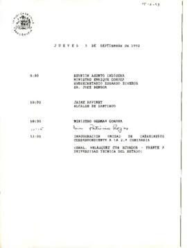 Programa Jueves 3 de Septiembre de 1992