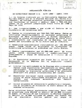 [Declaración del ex-Directorio de ENACAR S.A. de 1992 a 1994]