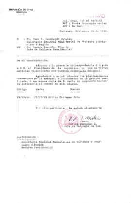 [Oficio Gab. Pres. N° 5670 de Jefe de Gabinete Presidencial, remite copia de carta que se indica]