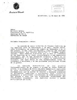 Carta del Presidente de Venezuela, sr. Carlos Andrés Pérez, dirigida al Señor Patricio Aylwin, Presidente de la República
