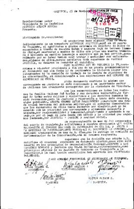 [Carta dirigida al Presidente Patricio Aylwin, referente a solicitud del Comando de Exonerados Políticos de Chile]