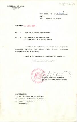 [Carta del Jefe de Gabinete Presidencial a Ministro de Agricultura, Juan Agustín Figueroa]