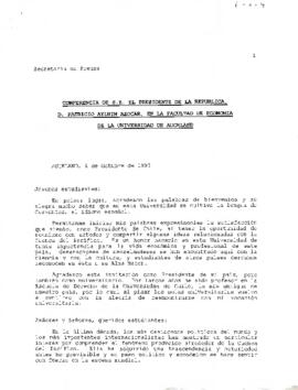 Conferencia de s.e. el presidente de la república, d. patricio Aylwin Azócar, en la facultad de economía de la universidad de Auckland