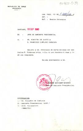 [Carta dirigida a Ministro de Justicia]