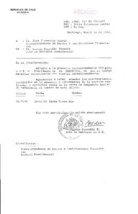 [Oficio Gab. Pres. Ord. N° 1663 de Jefe de Gabinete Presidencial, remite copia de carta que se indica]