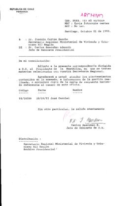 [Oficio Gab. Pres. Ord. N° 5069 de Jefe de Gabinete Presidencial, remite copia de carta que se indica]