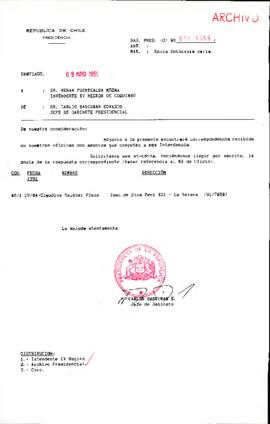 [Se remite fotocopia correspondencia a Intendente IV Región de Coquimbo]