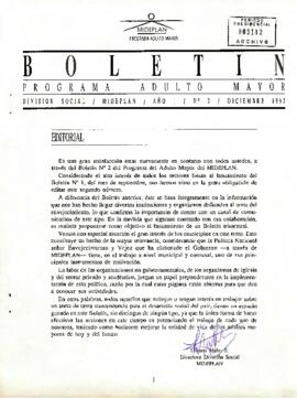 Boletín Programa Adulto Mayor División Social / MIDEPLAN / Año 1 Nº2 / Diciembre 1992