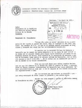 [Carta de Sociedad Chilena de Historia y Geografía]