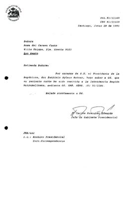 carta ha sido remitida a la Intendencia Región Metropolitana