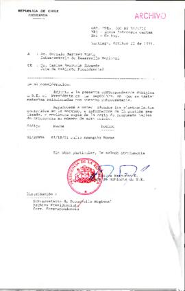 [Oficio del Jefe de Gabinete Presidencial dirigido al Subsecretario de Desarrollo Regional, Sr. Gonzalo Martner Fanta]
