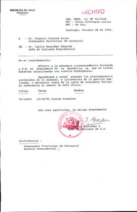 [Carta del Jefe de Gabinete de la Presidencia a Gobernador Provincial de Cachapoal]