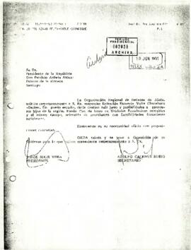 Carta de Organización Regional de Defensa de Aisén a Patricio Aylwin Azócar, con relación a solicitud de suspensión de licitación de Estancia Valle Chacabuco