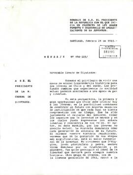 Mensaje de S.E. el presidente de la república con el que inicia un proyecto de ley que crea el instituto nacional de la juventud.