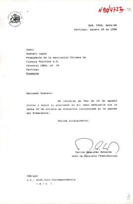 [Carta de respuesta al Presidente de la Asociación Chilena de Ciencia Política A.G.]