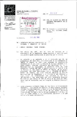 Carta informa que la población  "HÉROES DEL MAR" ha sido favorecida con el PROGRAMA DE MEJORAMIENTO DE BARRIOS