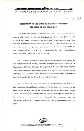 [Declaración de los Jefes de Estado y de Gobierno del Grupo de Río sobre Haití]