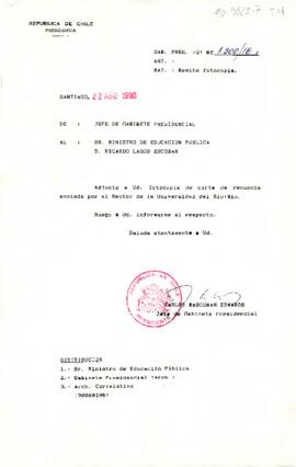 [Se remite carta a Ministro de Educación Pública]