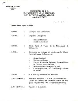 Programa de S.E. El Presidente de la República Patricio Aylwin Azócar a Concepción