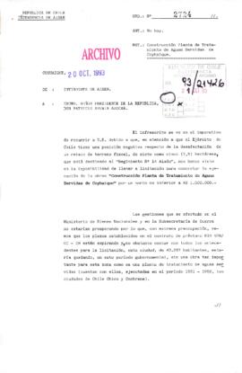 [Oficio Ord. N° 2724 de Intendente de Aysen, construcción planta de tratamiento de aguas servidas de Coyhaique]