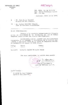 [Oficio  Gab. Pres. Ord. N° 3138 de  Jefe de Gabinete Presidencial, remite copia de carta que se indica]