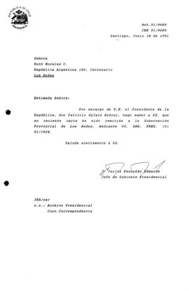 Carta  remitida a la Gobernación Provincial de Los Andes