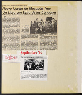 Artículo : Nuevo Casete de Mazapán Trae Un Libro con Letra de las Canciones