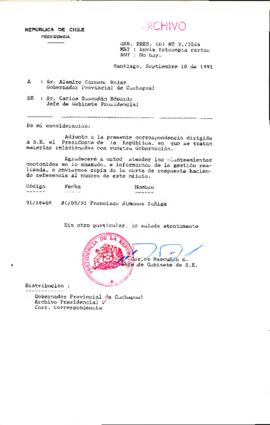 [Se adjunta correspondencia a Gobernador Provincial de Cachapoal]