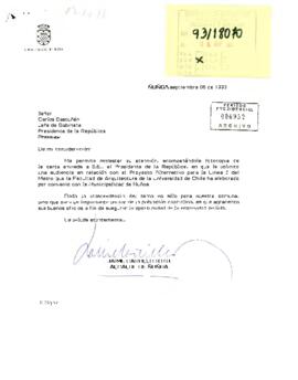 [Carta: petición audiencia a S . E El Presidente de la República,  de Alcalde de Ñuñoa ]