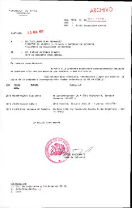 [Se remite fotocopia de correspondencia a Director de Asuntos Culturales del Ministerio de Relaciones Exteriores]