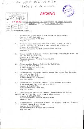 Noticias relevantes del Ministerio de Obras Públicas Semana: 06 al 10 de Enero de 1991