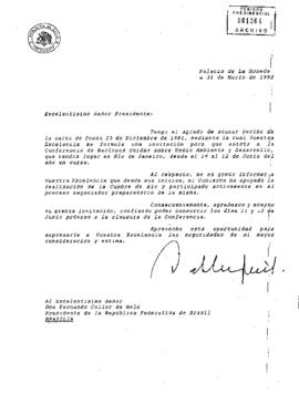 [Carta de S.E El Presidente de la República a Presidente de la República Federativa de Brasil]
