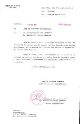 [Oficio  Gab. Pres. Ord. N° 0667  de Jefe de Gabinete Presidencial, remite copia de carta que se indica]