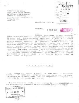 Resolución exenta Nº 2092