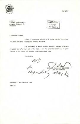 [Se acusa recibo de  libro " Geografía Poética de Chile." ]