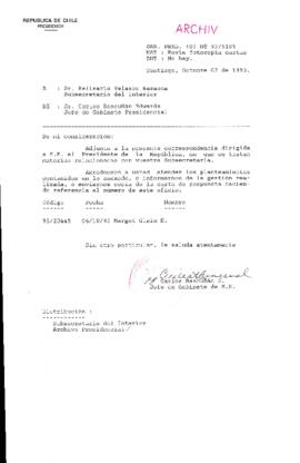 [Oficio Gab. Pres. Ord. N° 5185  de Jefe de Gabinete Presidencial, remite copia de carta que se indica]