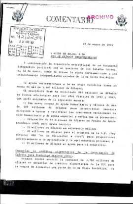 [Resume la ayuda norteamericana a los Estados independientes de la ex Unión Soviética]