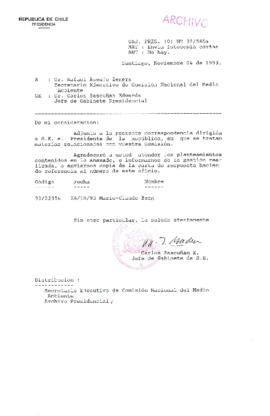 [Oficio Gab. Pres. N° 5654 de Jefe de Gabinete Presidencial, remite copia de carta que se indica]