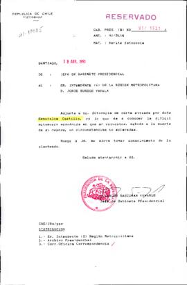 [Envío de copias de documentos a Sr. Intendente de Gabinete Presidencial Sr. Jorge Burgos Varela]